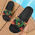 Pohnpei Slide Sandals - Polynesian Hibiscus Pattern Black - Polynesian Pride