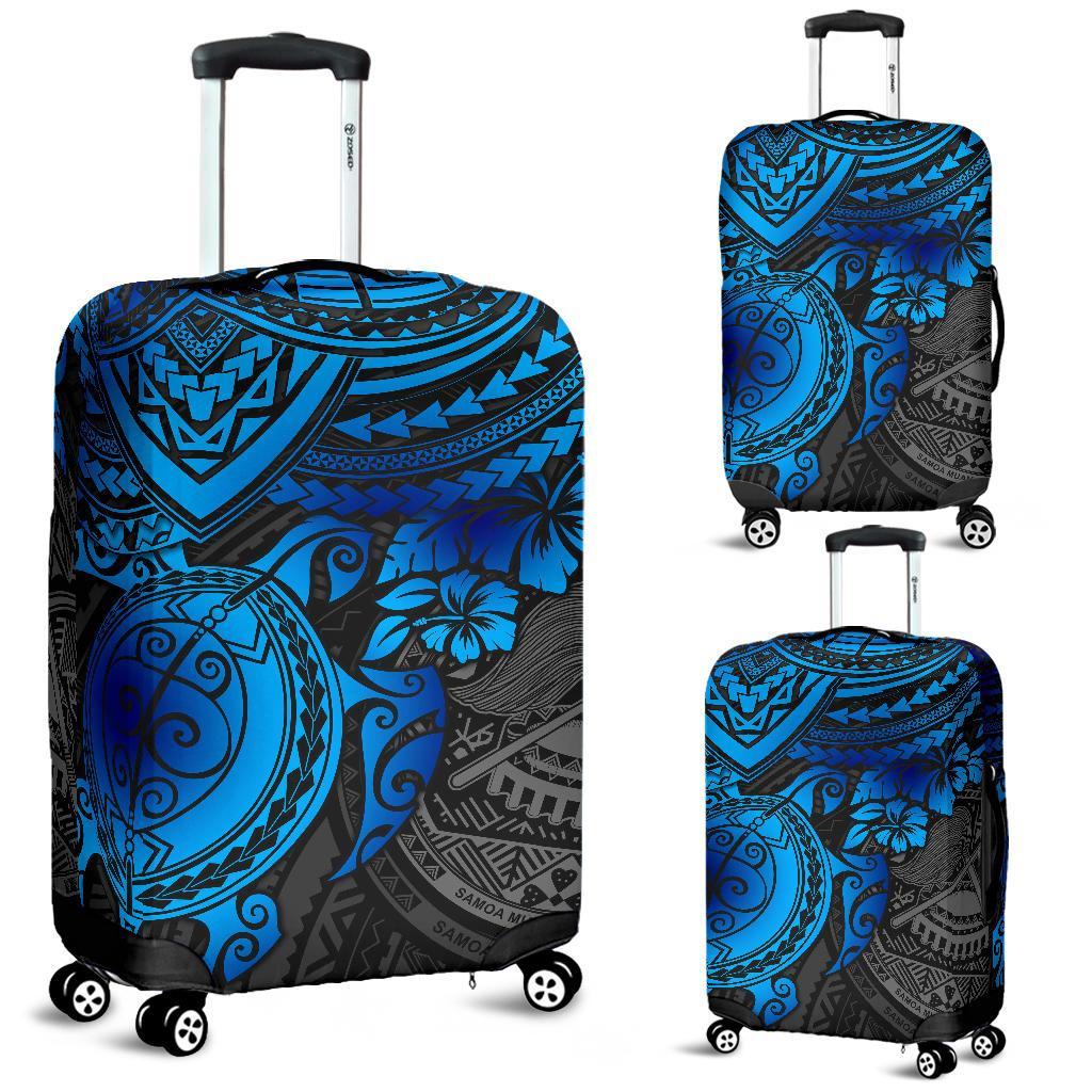 American Samoa Polynesian Luggage Cover - Blue Turtle - Polynesian Pride