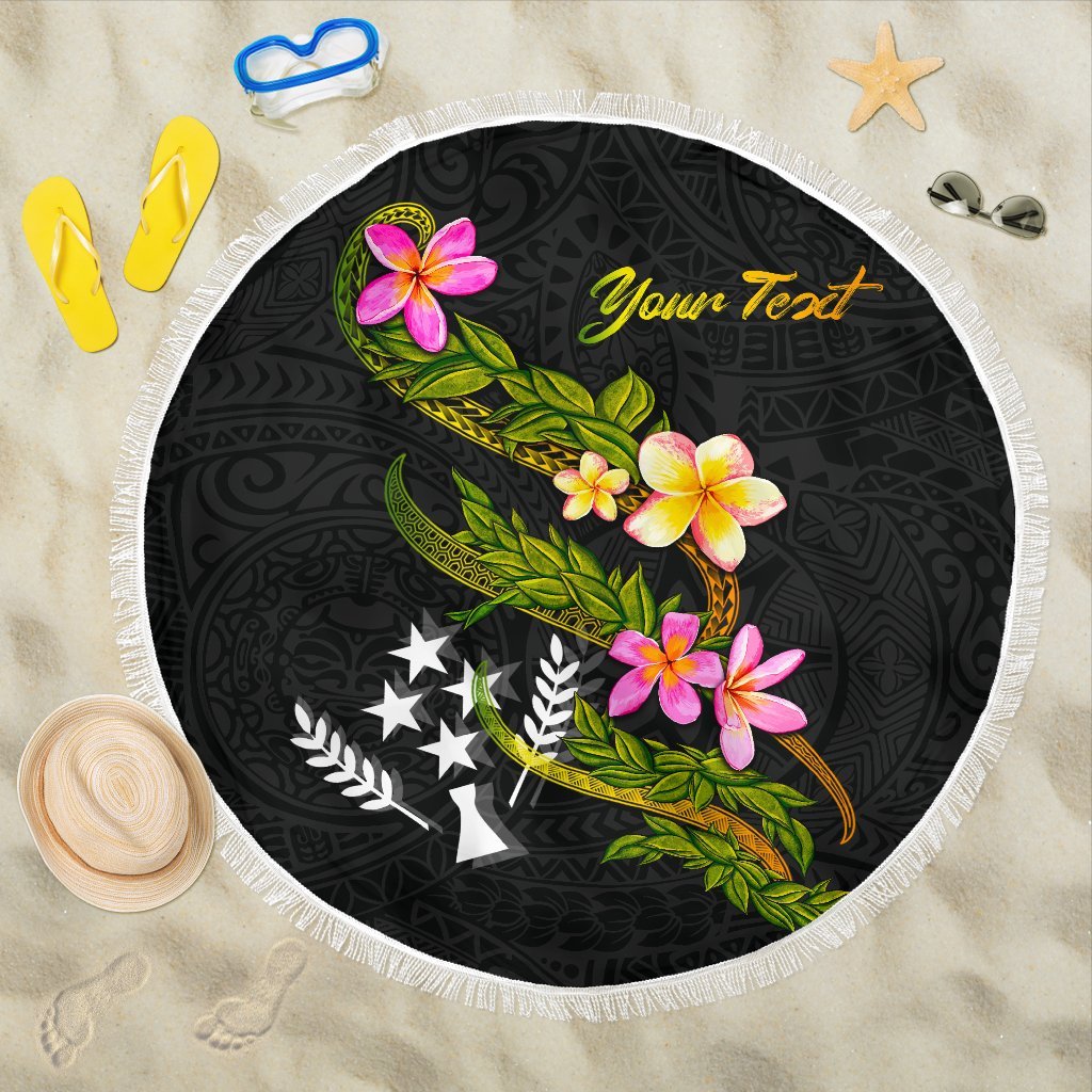 Kosrae Custom Personalised Beach Blanket - Plumeria Tribal One style One size BLACK - Polynesian Pride