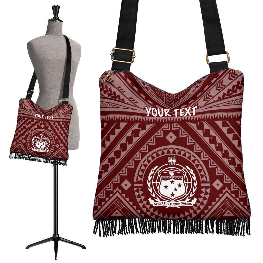 Samoa Personalised Crossbody Boho Handbag - Samoa Seal In Polynesian Tattoo Style (Red) - Polynesian Pride