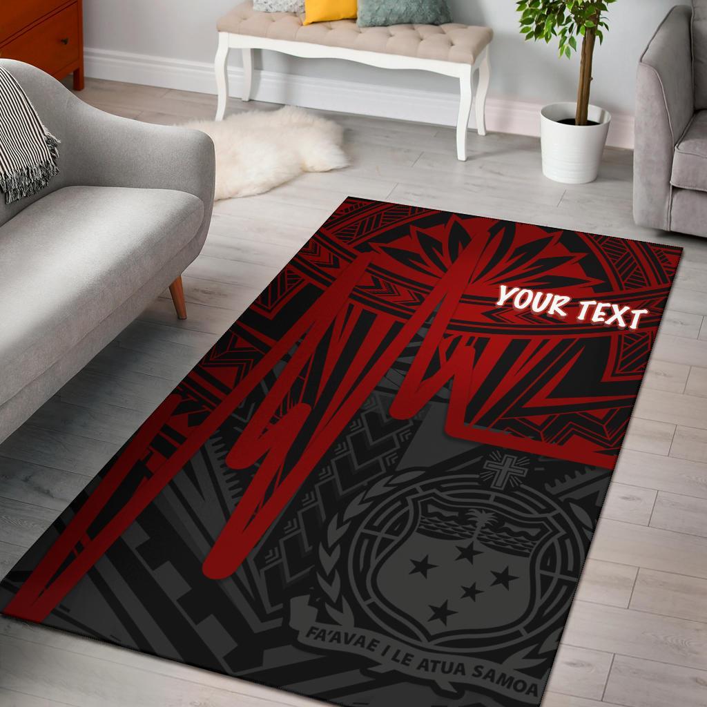 Samoa Personalised Area Rug - Samoa Seal With Polynesian Pattern In Heartbeat Style (Red) Red - Polynesian Pride
