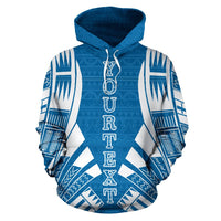 Yap All Over Custom Hoodie Blue Flag Tattoo Style - Polynesian Pride