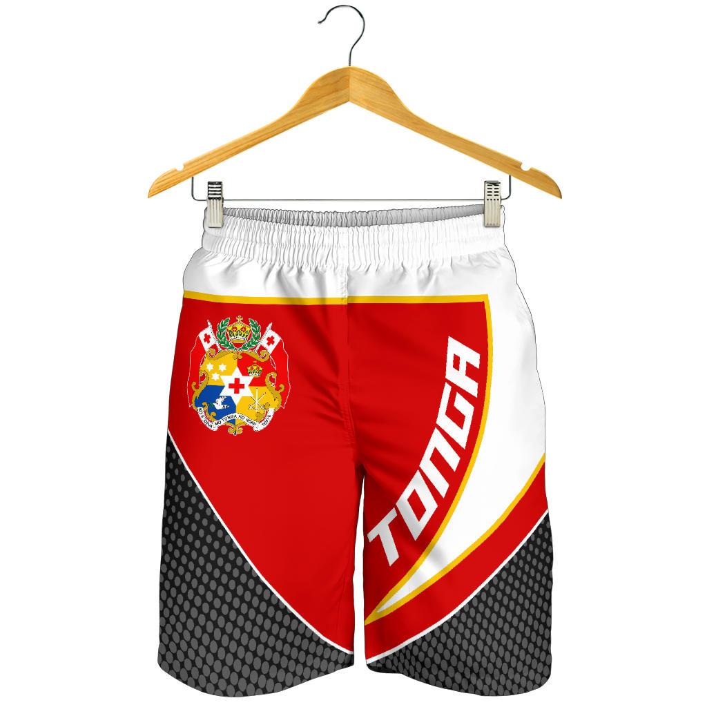Tonga Flag Spine Men Short Red - Polynesian Pride