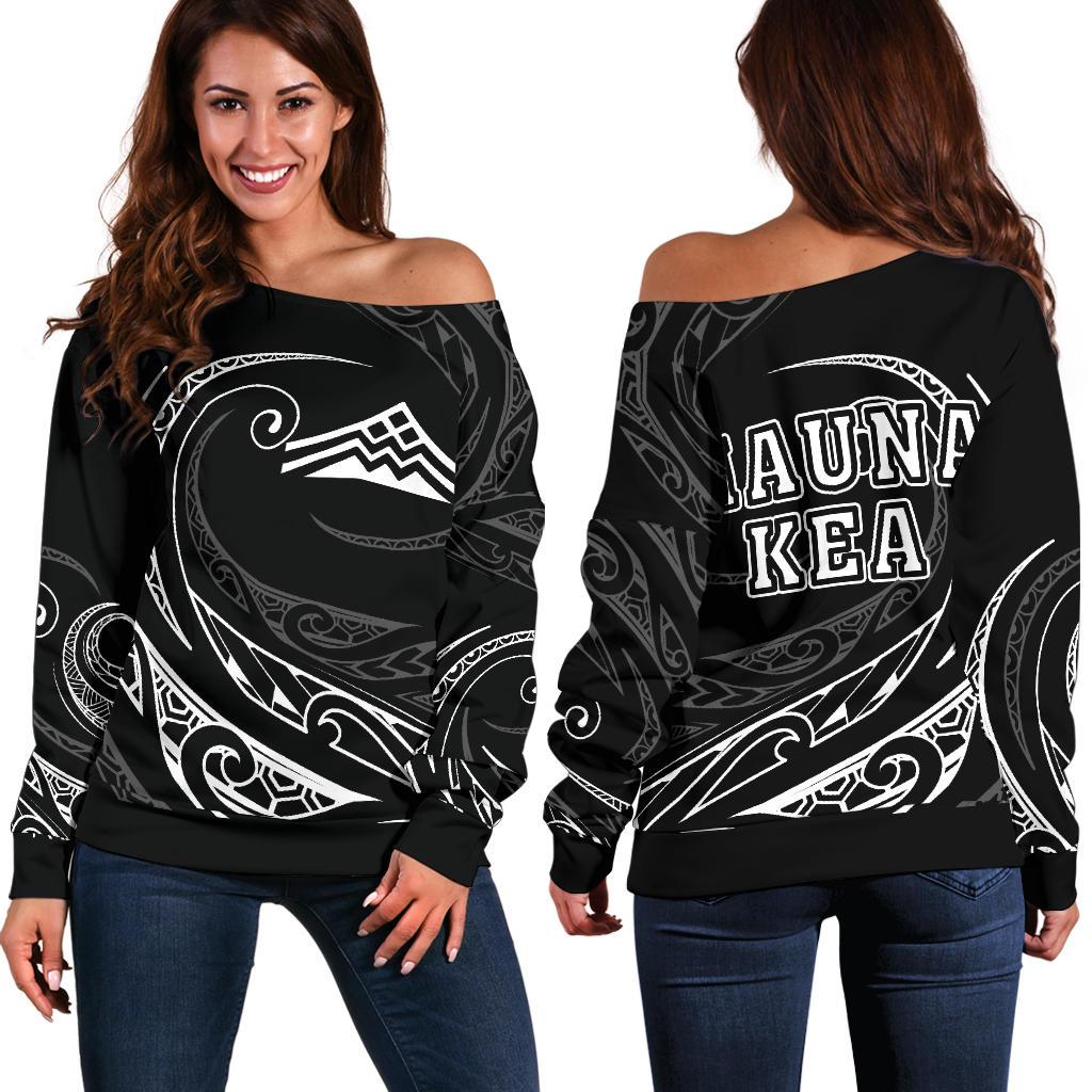 Hawaiian Mauna Kea Polynesian Women's Off Shoulder Sweater - White - Frida Style White - Polynesian Pride