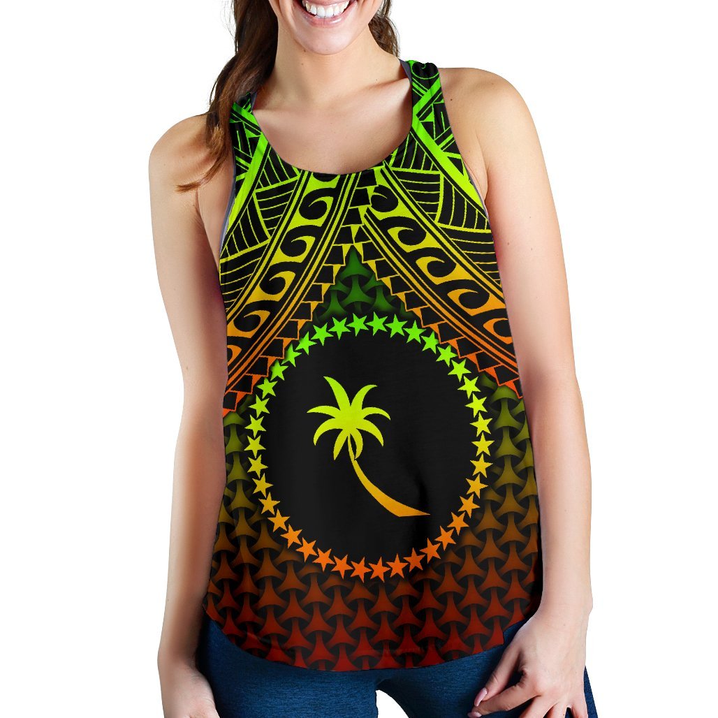 Polynesian Chuuk Personalised Women's Racerback Tank - Reggae Vintage Polynesian Patterns - Polynesian Pride