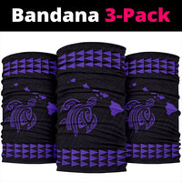 Hawaii Kakau Polynesian Turtle Map Bandana 3 - Pack - Purple - Polynesian Pride