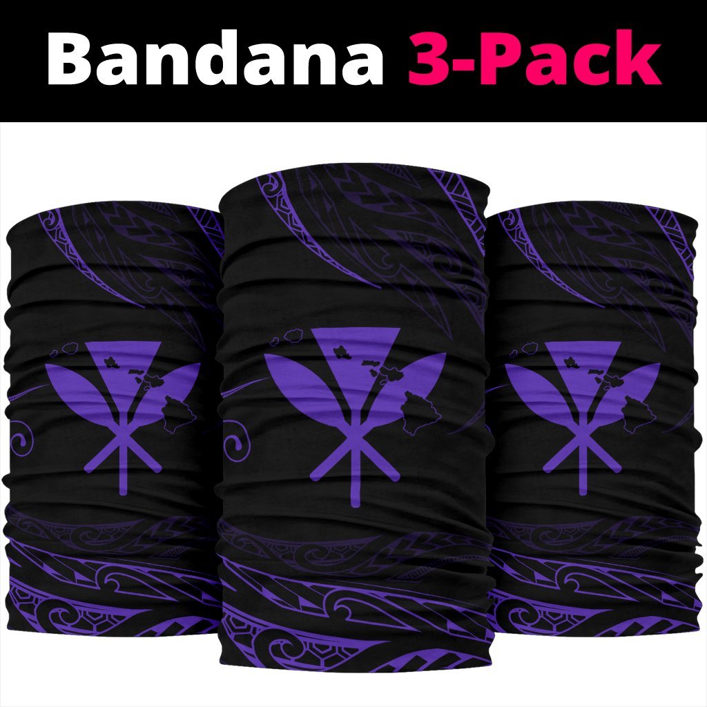 Hawaii Kanaka Map Polynesian Bandana 3 - Pack - Purple - Polynesian Pride