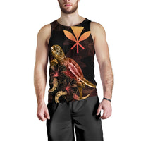 Hawaii Men Tank Top - Turtle With Blooming Hibiscus Gold - Polynesian Pride
