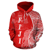 Fiji Polynesian Hoodie Coconut Tree Red nd White - Polynesian Pride