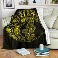 Seahorse Polynesian Blanket - Polynesian Tattoo Yellow White - Polynesian Pride