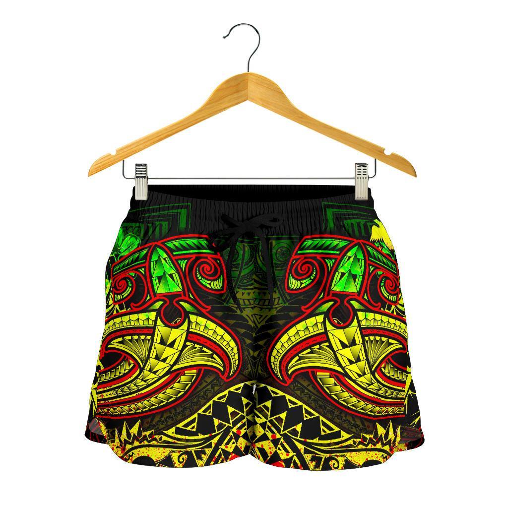 Papua New Guinea Women's Shorts - Reggae Shark Polynesian Tattoo - Polynesian Pride