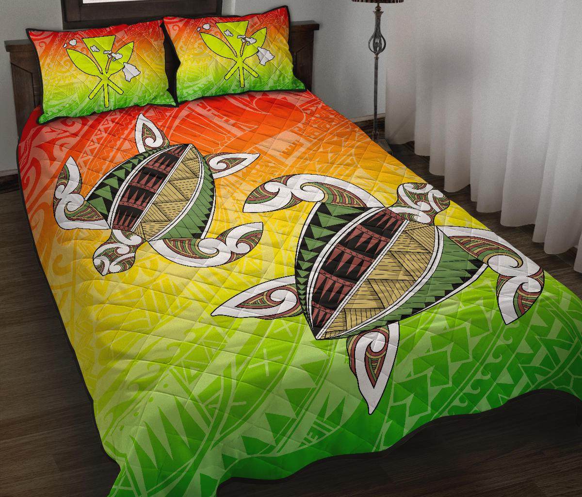 Hawaii Turtle Kanaka Maoli Quilt Bed Set - Polynesian Pride