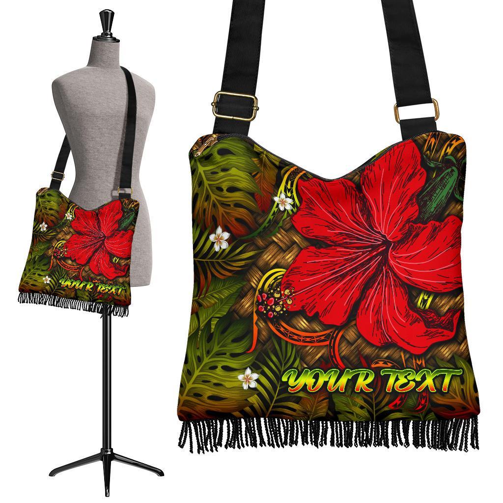 Hawaii Lauhala Hibiscus Polynesian Tropical Crossbody Boho Handbag - Wake Style - AH Crossbody Boho Handbag One Size Reggae - Polynesian Pride