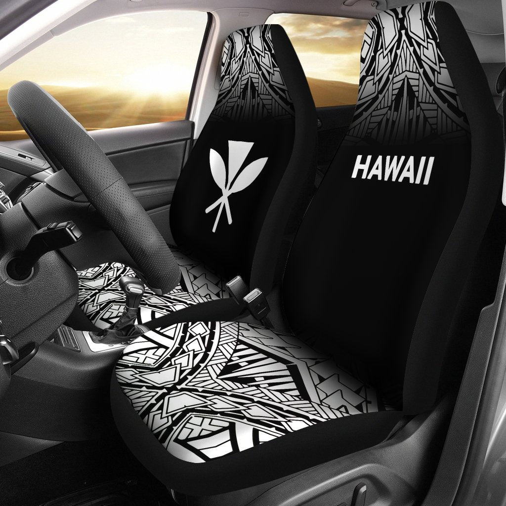 Hawaii Car Seat Covers - Hawaii Kanaka Maoli Polynesian Tattoo Fog Black Universal Fit Black - Polynesian Pride