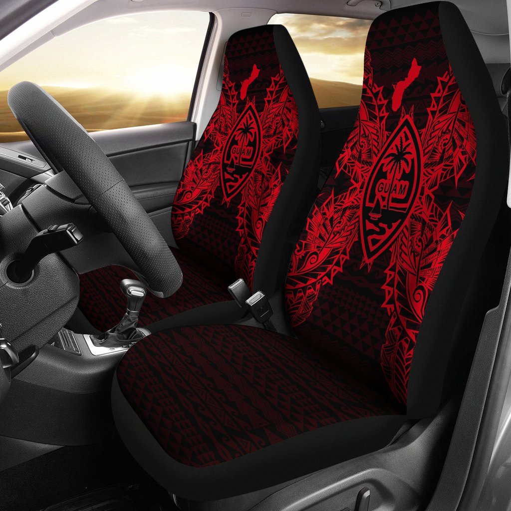 Guam Car Seat Cover - Guam Coat Of Arms Map Red Universal Fit Red - Polynesian Pride