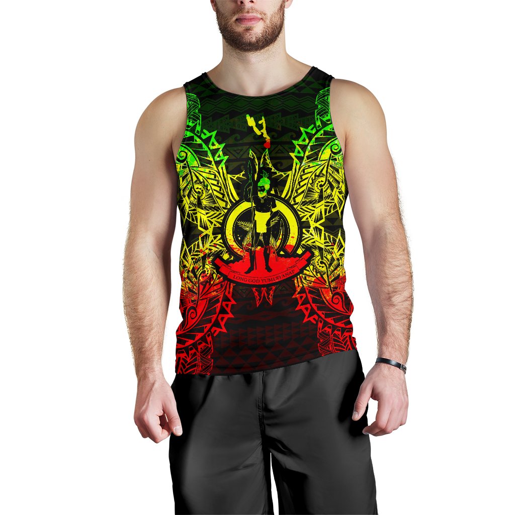 Vanuatu Polynesian Men Tank Top Map Reggae Reggae - Polynesian Pride