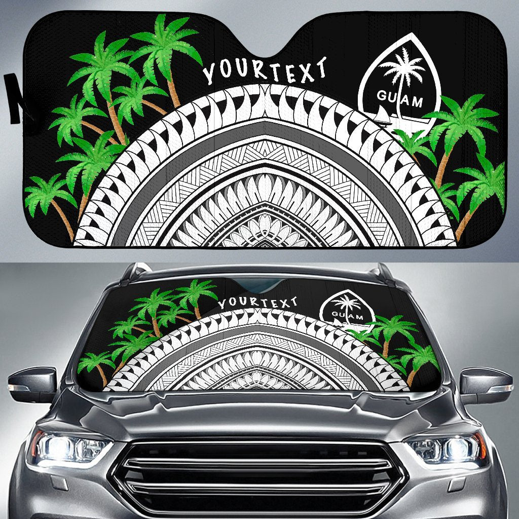 Guam Custom Personalised Auto Sun Shades - Ginger Lei Pattern Auto Sun Shade Universal Fit BLACK - Polynesian Pride