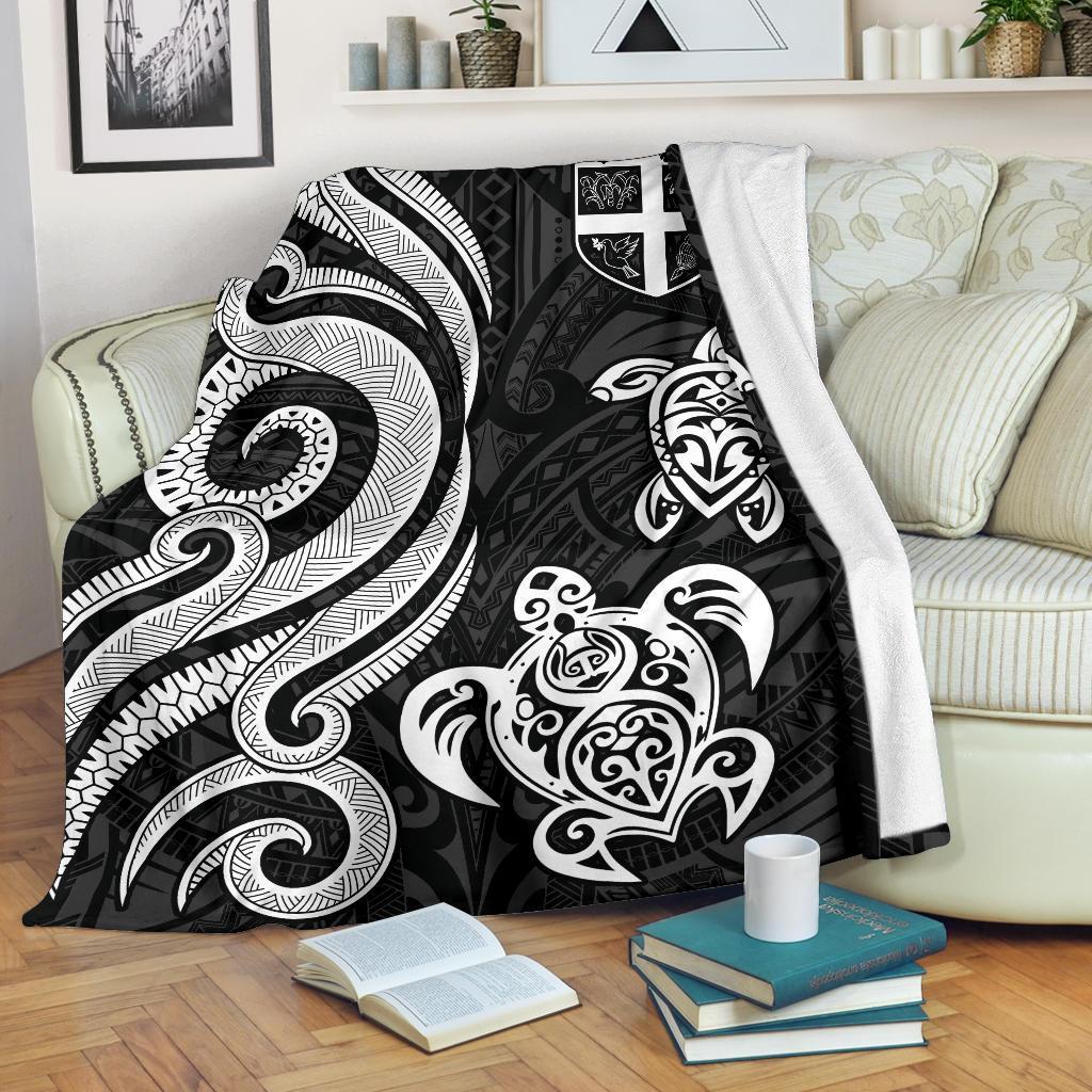 Fiji Polynesian Premium Blanket - White Tentacle Turtle White - Polynesian Pride