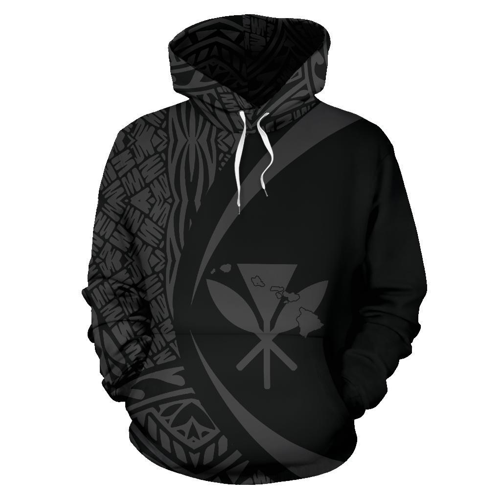 Kanaka Hawaii Map Grey Polynesian Hoodie Circle Style Unisex White - Polynesian Pride