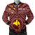 Papua New Guinea Personalised Men's Bomber Jacket - Flag With Polynesian Patterns (Black) Black - Polynesian Pride