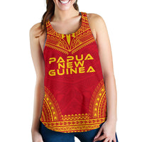 Papua New Guinea Women's Racerback Tank - Polynesian Chief Flag Version Red - Polynesian Pride