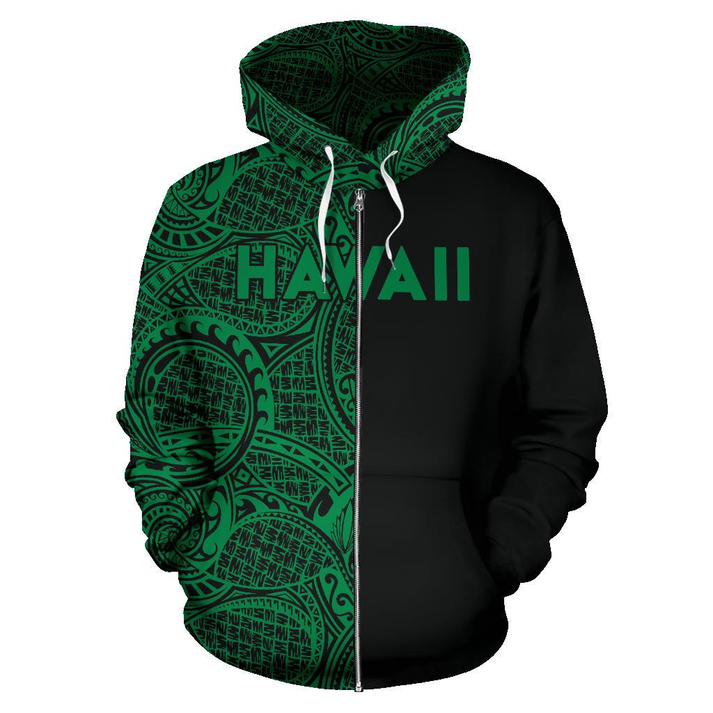 Polynesian Madame Pele Kanaka Hawaii Zip Hoodie The Half Green - Polynesian Pride