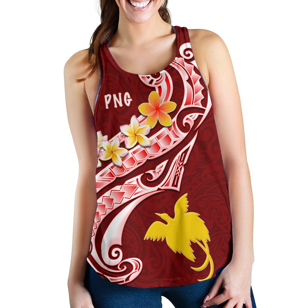 Papua New Guinea Women's Racerback Tank - PNG Seal Polynesian Patterns Plumeria - Polynesian Pride