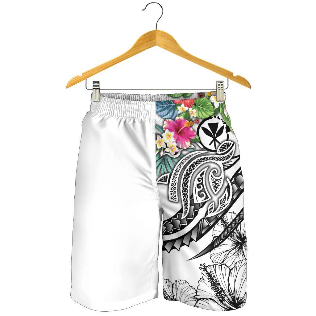 Polynesian Hawaii Kanaka Maoli Men's Shorts - Summer Plumeria (White) - Polynesian Pride