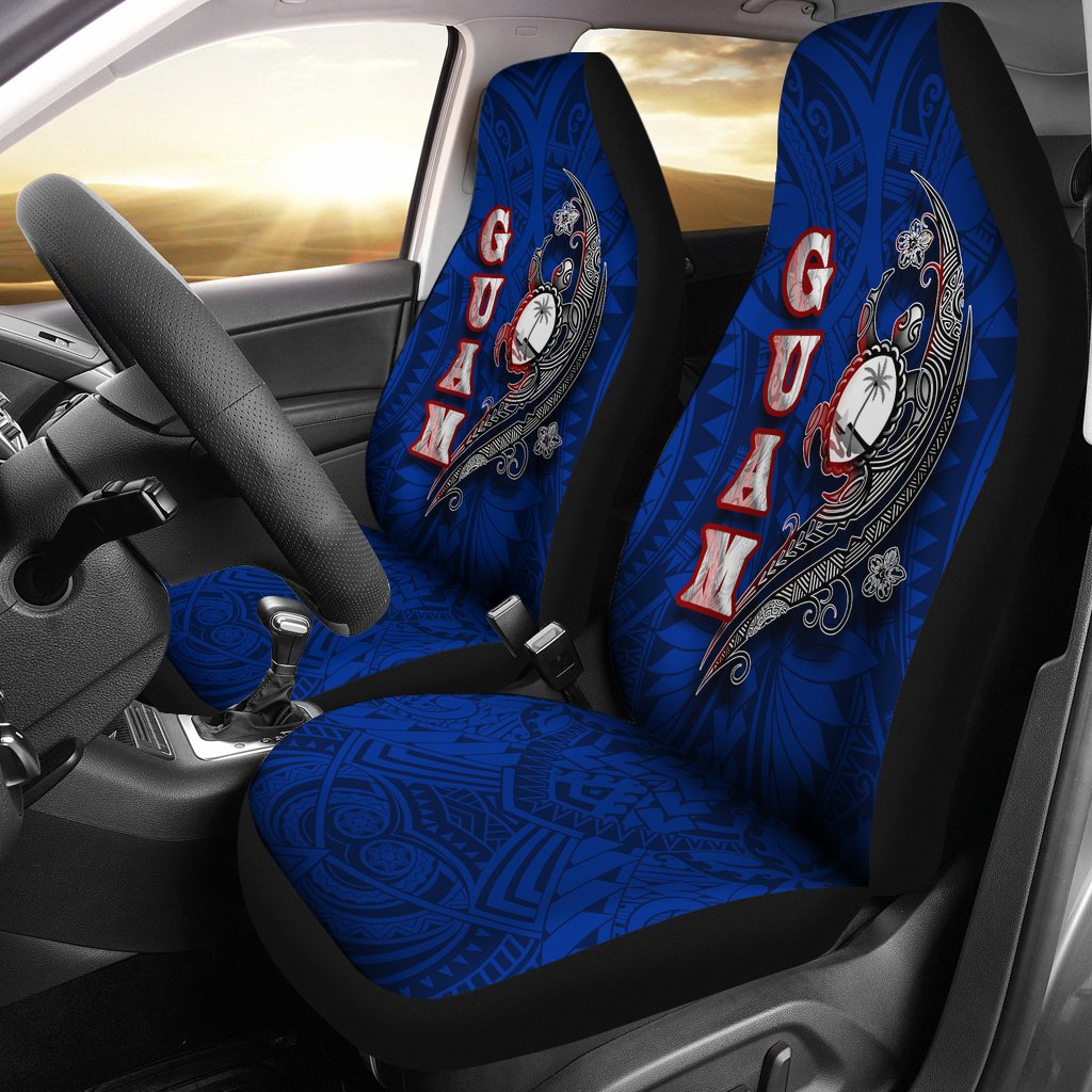 Guam Car Seat Covers - Turtle Waving Universal Fit Blue - Polynesian Pride