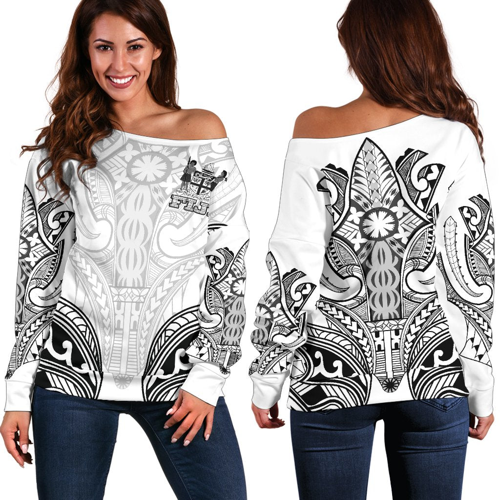 Fiji Active - Special Off Shoulder Sweater A7 White - Polynesian Pride