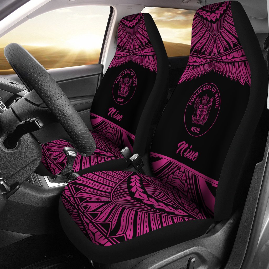 Niue Polynesian Car Seat Covers - Pride Pink Version Universal Fit Pink - Polynesian Pride
