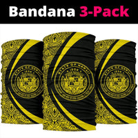 Hawaiian Bandana Coat Of Arm Polynesian Bandana 3-Pack - Circle Style Yellow - Polynesian Pride