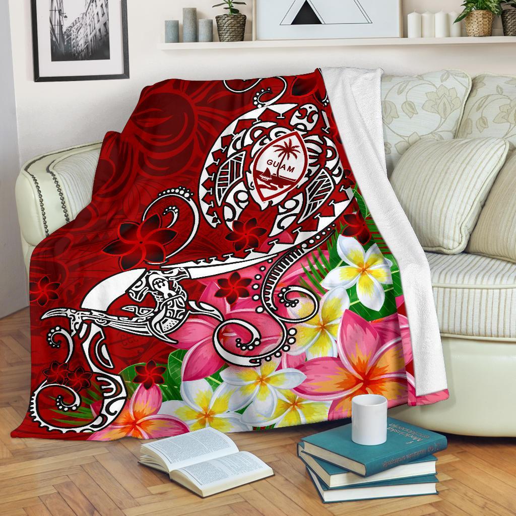 Guam Premium Blanket - Turtle Plumeria (Red) - Polynesian Pride