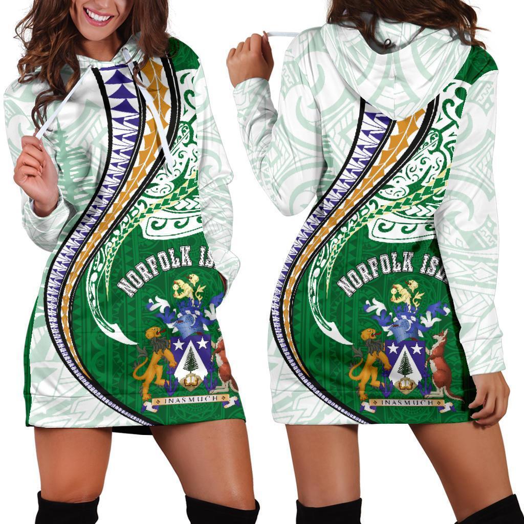 Norfolk Island Hoodie Dress Kanaloa Tatau Gen NF Green - Polynesian Pride