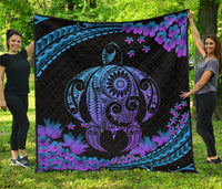 Hawaii Turtle Polynesian Hibiscus Premium Quilt - Boot Style Black - Polynesian Pride