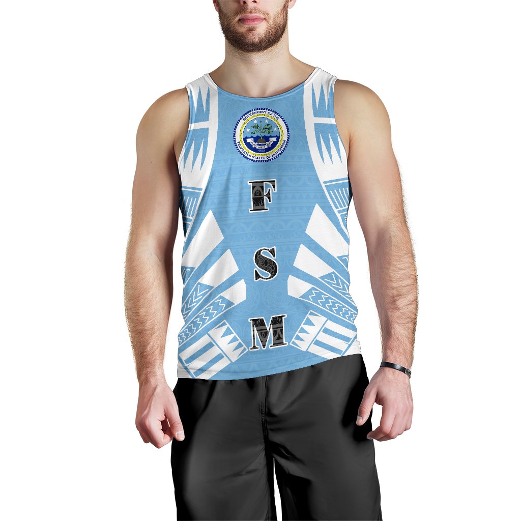 Federated States Of Micronesia Men Tank Top - Polynesian Tattoo Flag White - Polynesian Pride