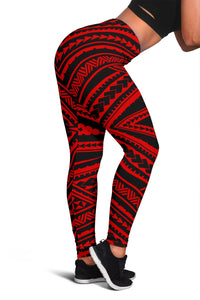 Polynesian Tatau Red Hawaii Women's Leggings AH Red - Polynesian Pride