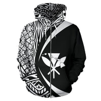 Maui Kanaka Maoli Polynesian Zip up Hoodie Circle Style Unisex Black - Polynesian Pride