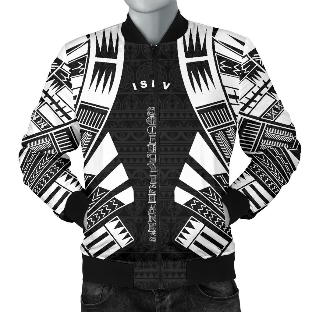 Society Islands Men Bomber Jackets - Polynesian Tattoo Black Black - Polynesian Pride