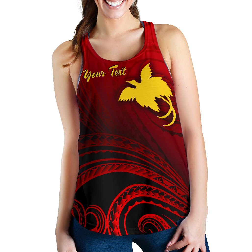 Papua New Guinea Custom Personalised Women's Racerback Tank - Raggiana Bird of Paradise Polynesian Patterns - Polynesian Pride