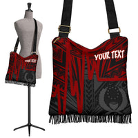 Pohnpei Personalised Crossbody Boho Handbag - Pohnpei Seal In Heartbeat Patterns Style (Red) - Polynesian Pride