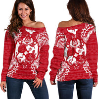 Tonga Polynesian Shoulder Sweater Map Red White Red - Polynesian Pride