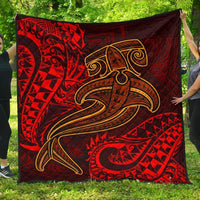 Polynesian Premium Quilt - Red Shark Polynesian Tattoo Red - Polynesian Pride