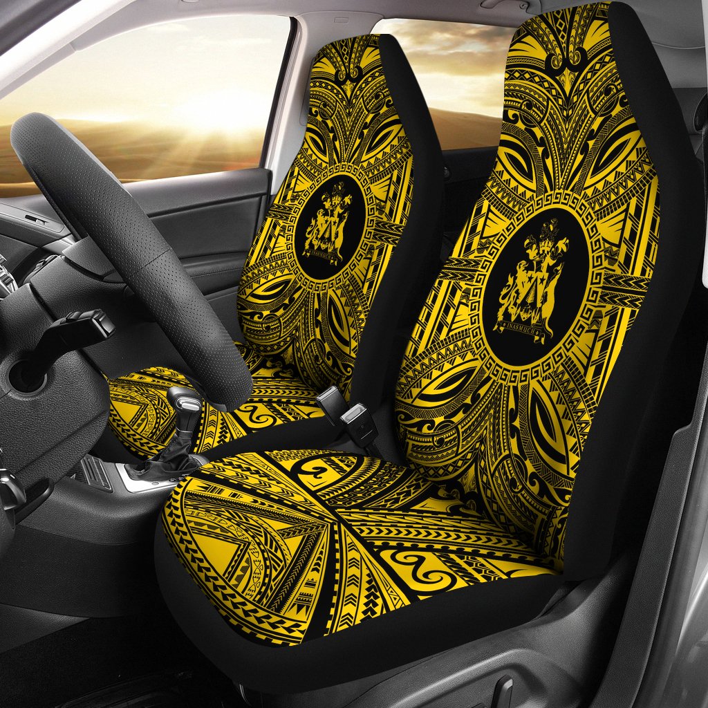 Norfolk Island Car Seat Cover - Norfolk Island Coat Of Arms Polynesian Gold Black Universal Fit Gold - Polynesian Pride