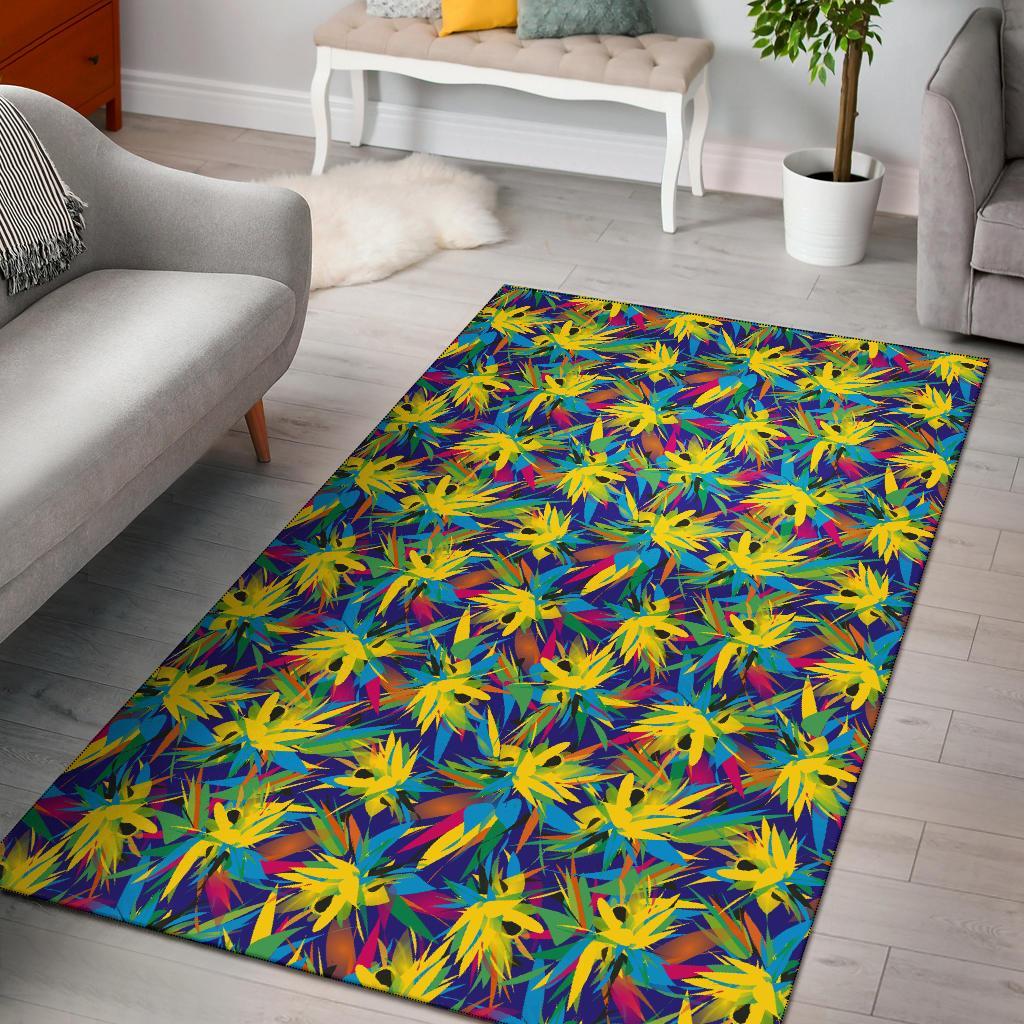Tropical Pattern Mix Rug Black - Polynesian Pride