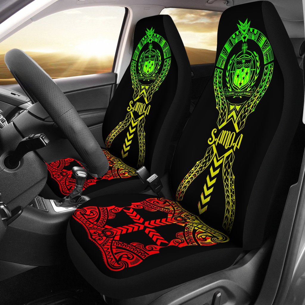 Samoa Car Seat Covers - Samoa Coat Of Arms Polynesian Tribal Reggae Universal Fit Reggae - Polynesian Pride