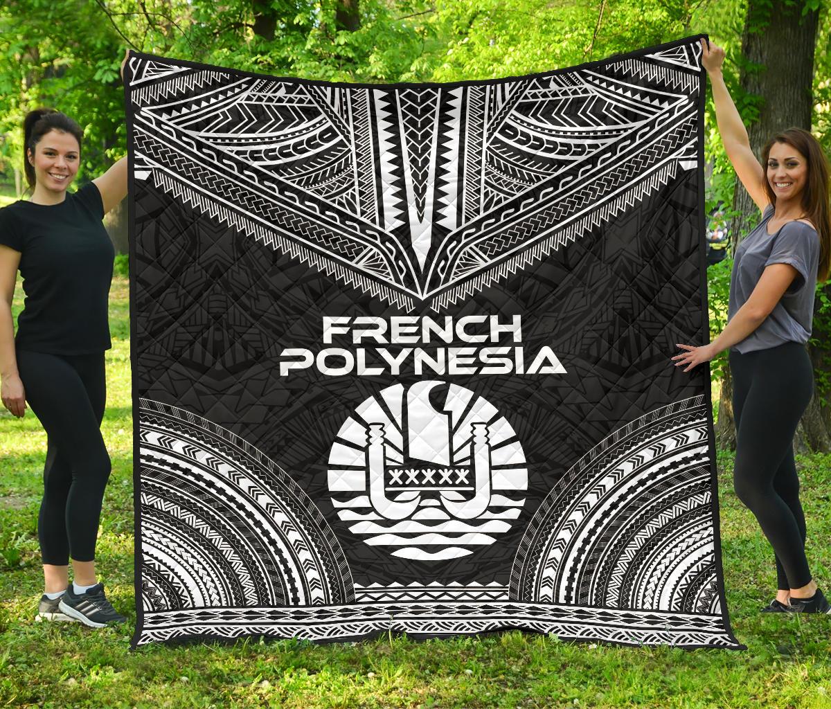 French Polynesia Premium Quilt - French Polynesia Polynesian Chief Black Version Black - Polynesian Pride