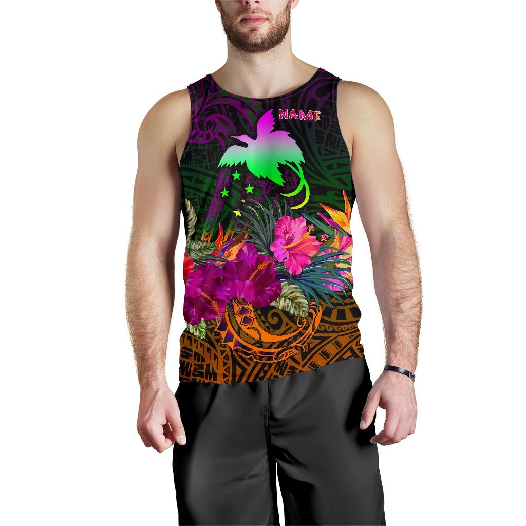 Papua New Guinea Personalised Men's Tank Top - Summer Hibiscus - Polynesian Pride