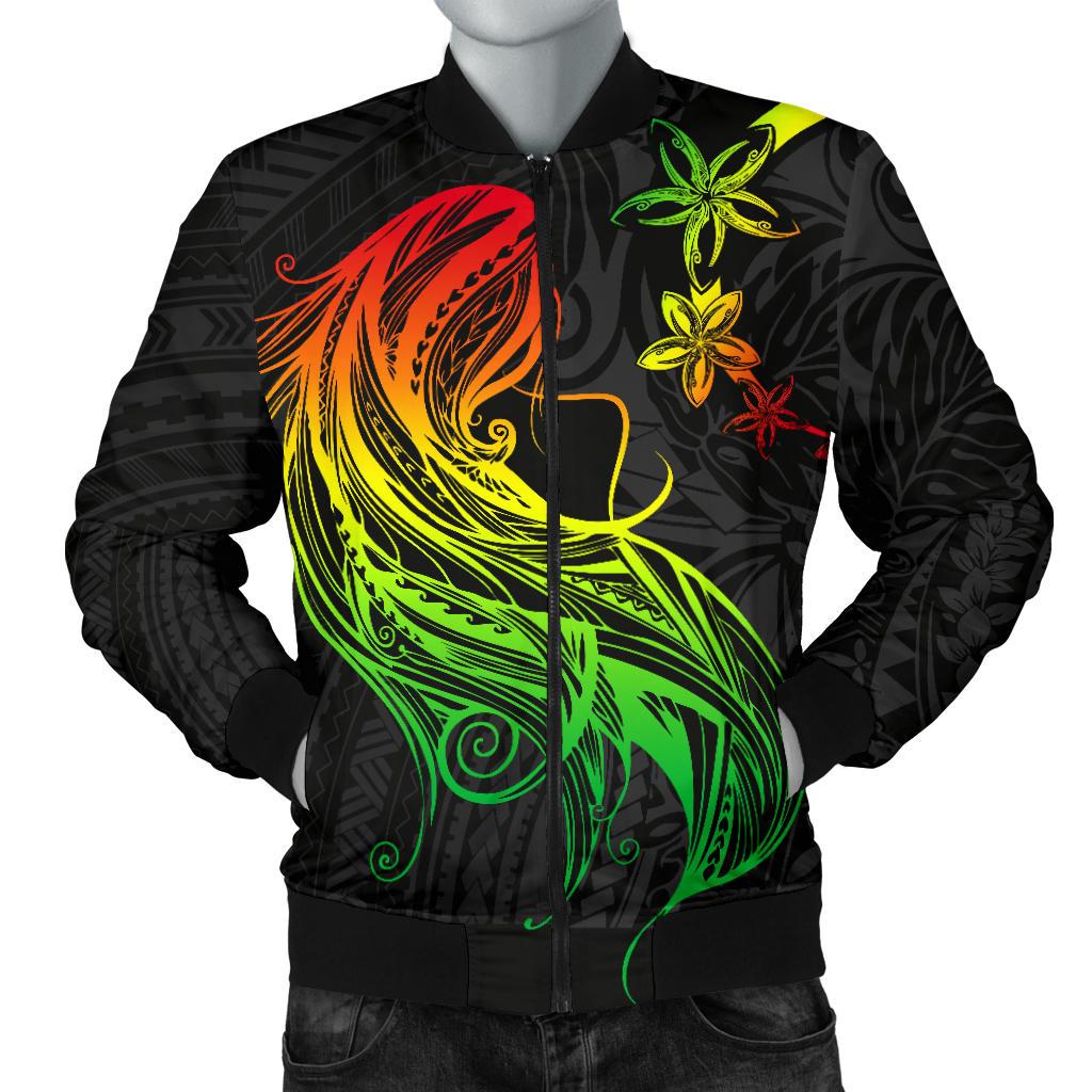 Polynesian Hawaii Men Bomber Jacket - Kanaka Maoli Girl Hair Plumeria Reggae - Polynesian Pride