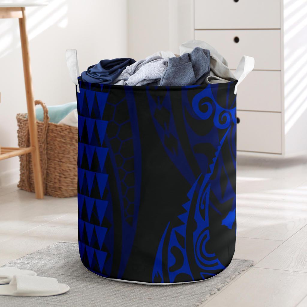 Hawaii Kakau Blue Polynesian Laundry Basket AH Laundry Basket - 1 One Size Blue - Polynesian Pride